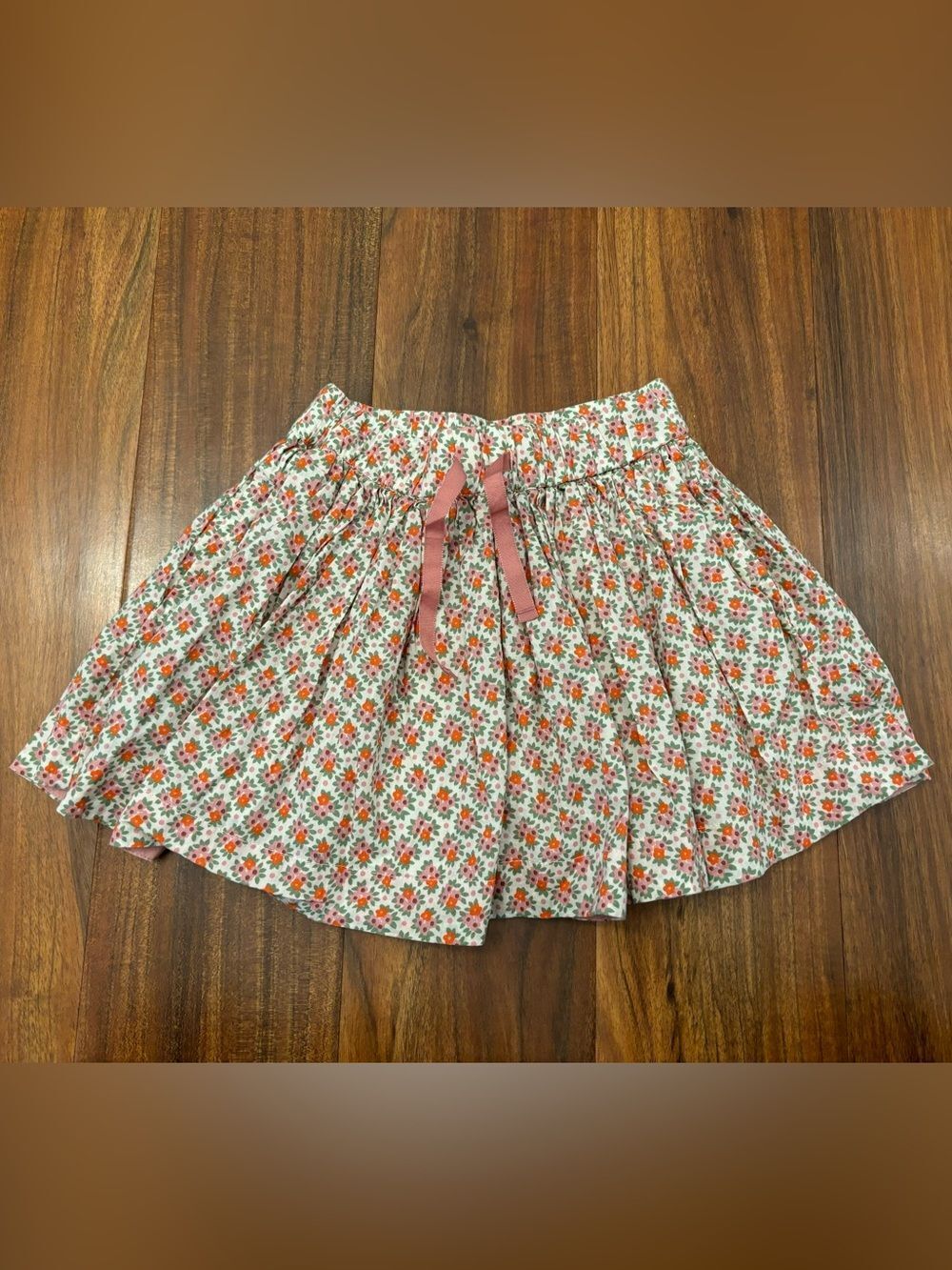 Mini Boden cream/pink/orange floral skirt